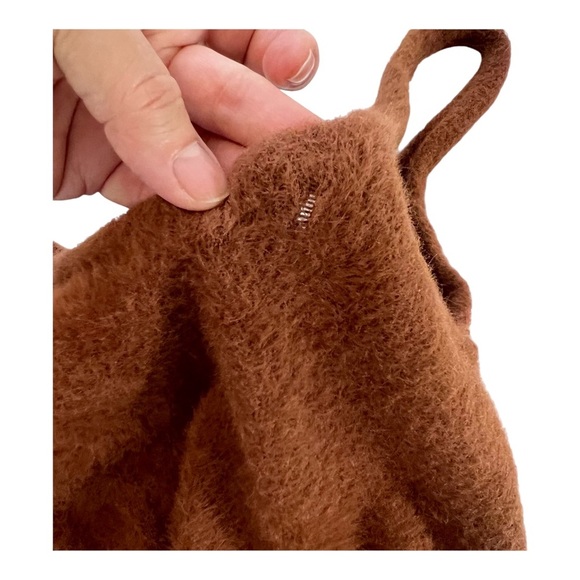 Carbon 38 Fuzzy Matching Crop Top and Pants Set M Brown - Picture 16 of 16